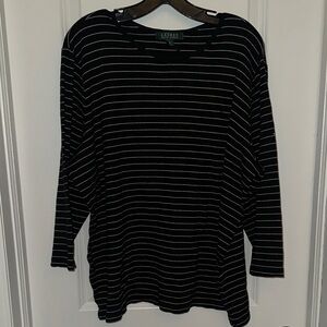 Lauren Ralph Lauren Black Striped Long Sleeve Tee